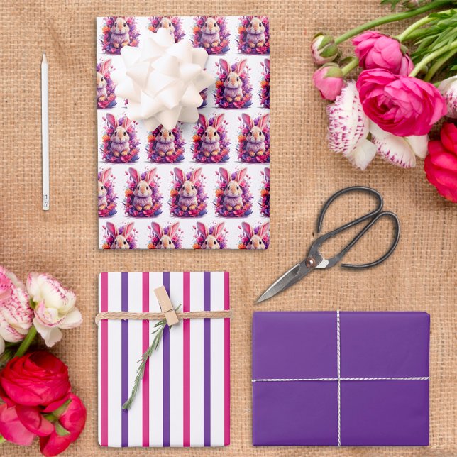 Osterhasen-Wrapping-Papier-Flachblatt-Set 3 Geschenkpapier Set (Von Creator hochgeladen)