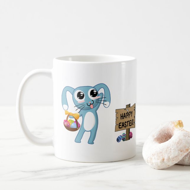 Osterhasen wünscht Frohe Ostern Kaffeetasse (Mit Donut)