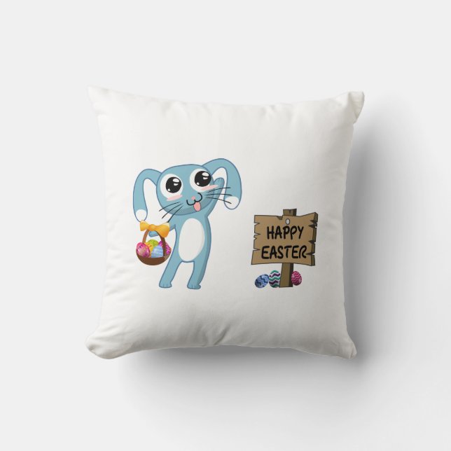 Osterhasen wünscht Frohe Ostern Kissen (Vorderseite)