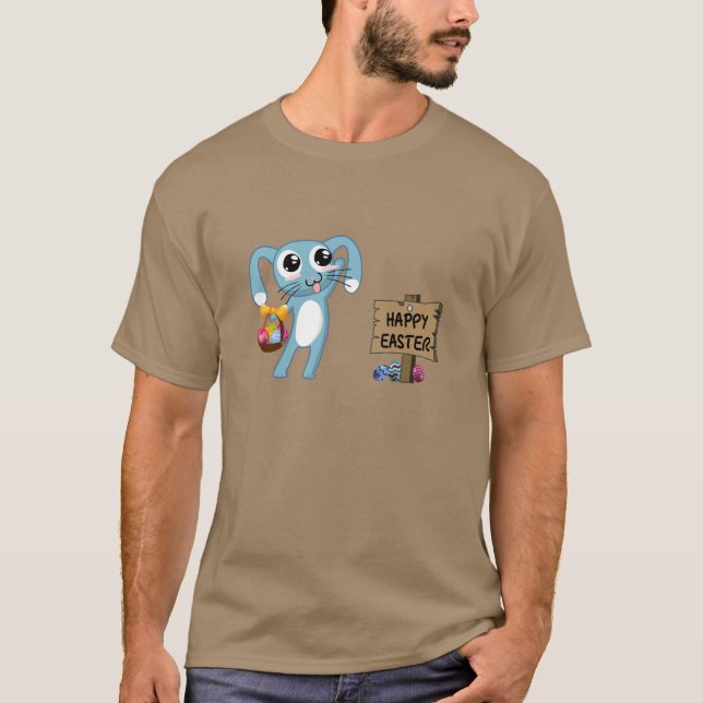 Osterhasen wünscht Frohe Ostern T-Shirt (Vorderseite)