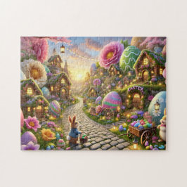 Osterhasendorf Whimsical Frühlings Szene Puzzle