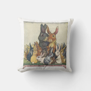 Osterhasenfamilie im Vintage-Stil Kissen