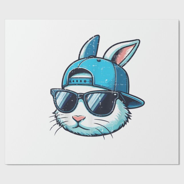 Osterhasengesicht Baseballkappe Sonnenbrille Hase  Geschenkpapier (Flach)