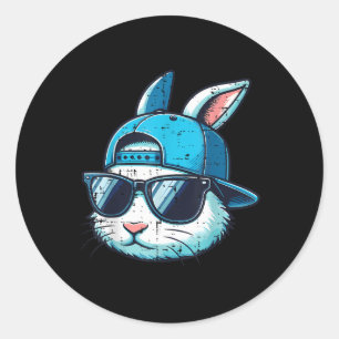 Osterhasengesicht Baseballkappe Sonnenbrille Hase Runder Aufkleber