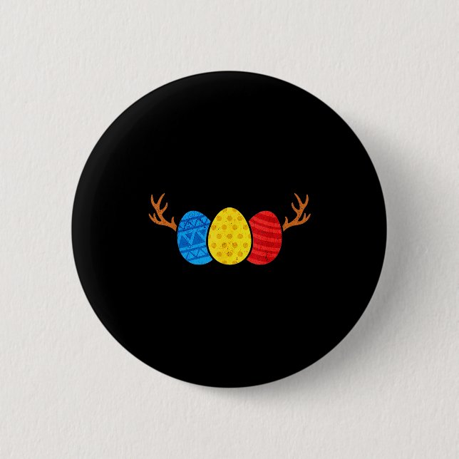 Osterhasenjagd Hirschgeweihe Lustige Eiersuche Hu Button (Vorderseite)