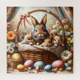 Osterhasenkorb, Frühlingshasen & Ostereier Puzzle