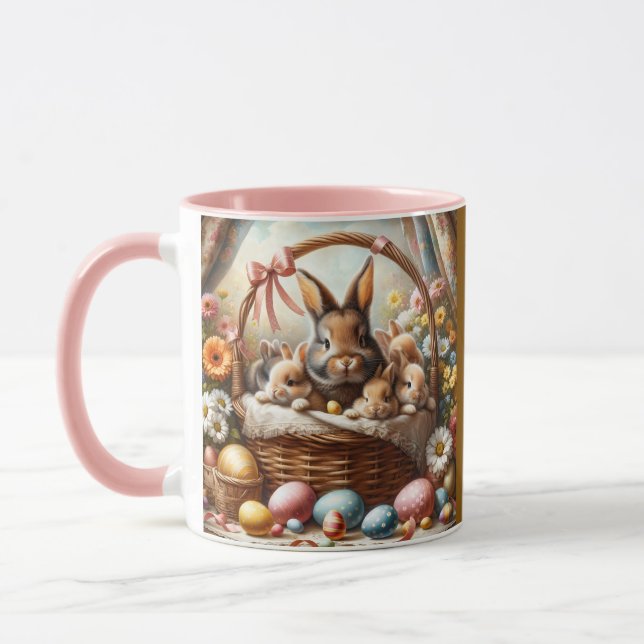Osterhasenkorb Süßer Frühlingshase Tasse (Links)