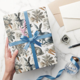 Osterhasenpapier - Weiß und Grau weich Geschenkpapier