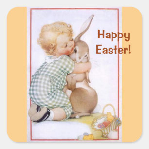 Osterhasensticker Quadratischer Aufkleber