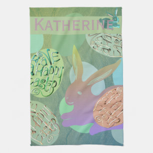 Osterhaser Eier "Happy Oaster" Geschirrtuch