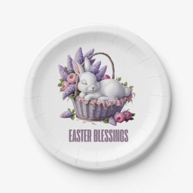 Osterhass - Bunny & Blume Basket Pappteller (Vorderseite)