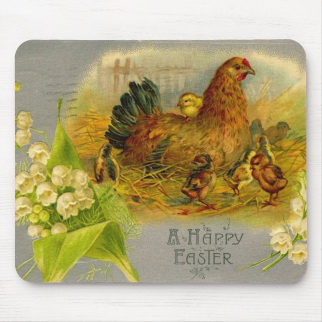 Osterhenne im Vintage-Stil Mousepad (Vorne)