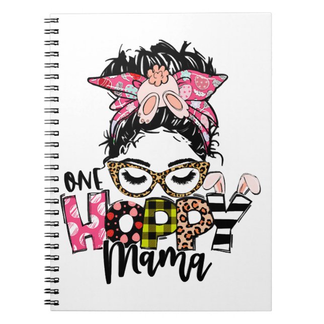 Osterhoppe Mama Messy Bun Mama Bunny Leopard Notizblock (Vorderseite)