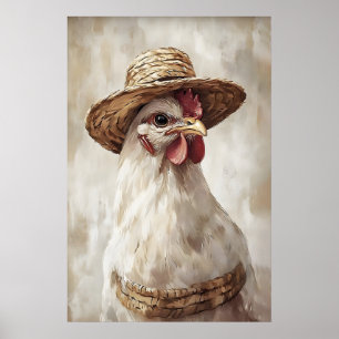 Osterhuhn im Hutdruck, Frühlingshuhn Druck Poster