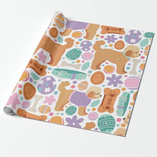 Osterhunde und Leckereien Muster Geschenkpapier (Ungerollt)