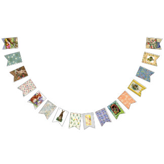 OSTERILLUSTRATION GIRLANDE IM RETRO-STIL WIMPELKETTE