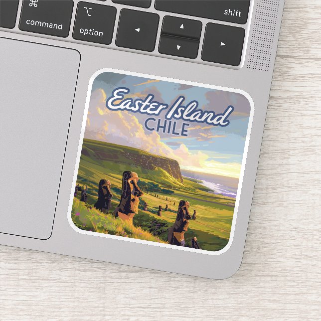 Osterinsel Chile Moai Rapa Nui Polynesia Retro Aufkleber (Detail)