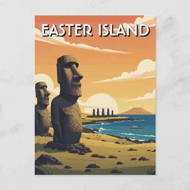 Osterinsel Chile Moai Reise Postkarte (Vorderseite)