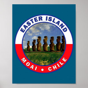 Osterinsel Chile Wasserfarben T-Shirt Poster