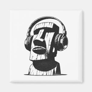 Osterinsel-Moai mit Kopfhörern Magnet