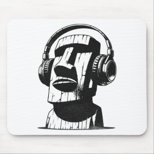 Osterinsel Moai mit Kopfhörern Mousepad