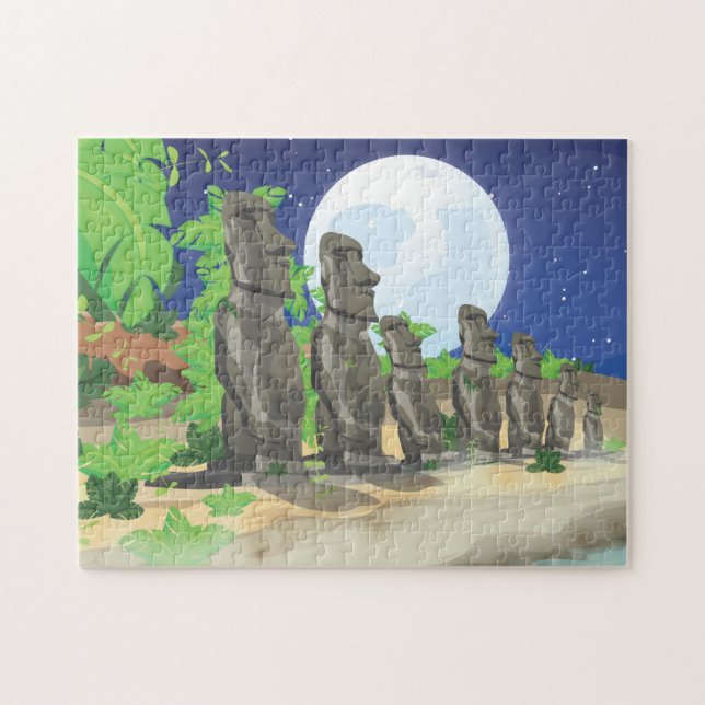 Osterinsel Moai Puzzle (Horizontal)