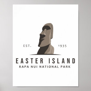 Osterinsel Rapa Nui Nationalpark Emblem Vintag Poster