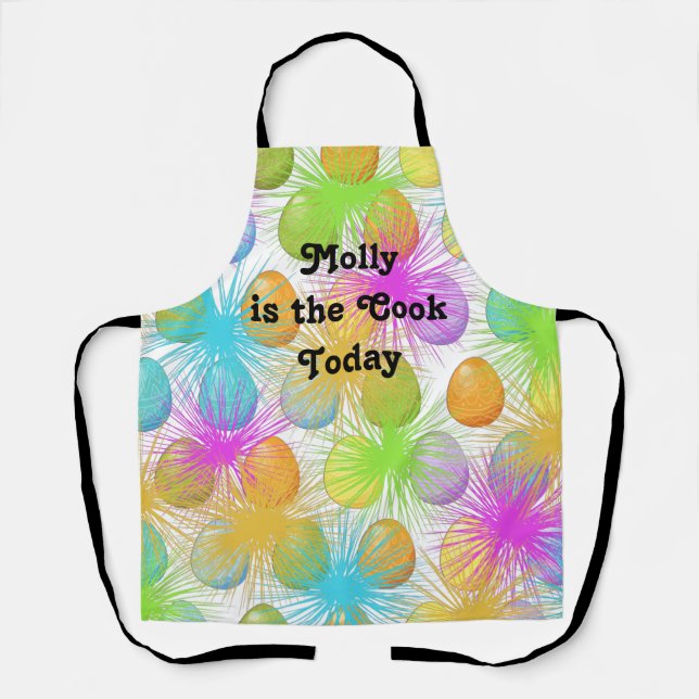 Osterische Schürze mit hellfarbenen Eiern & Burste (Vorderseite)