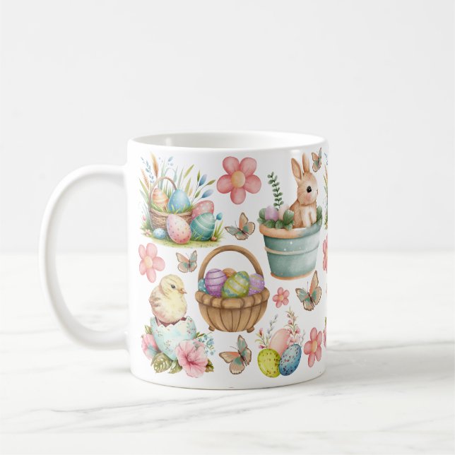 Osterische Tasse, glückliche Ostern, Frühjahr Kaffeetasse (Links)