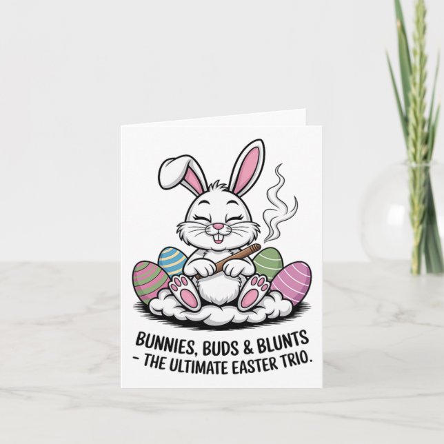Osterjoke Humour Bunnies Buds Blunts Trio Karte (Vorderseite)