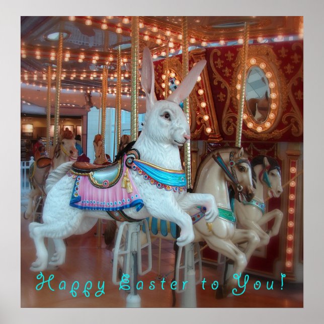 Osterkaninchen auf der Merry-Go-Runde Poster (Vorne)