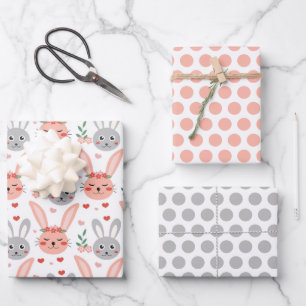 Osterkaninchen Frühlingspapier Set 3 Geschenkpapier Set