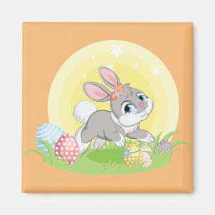 Osterkaninchen für niedliche Cartoon Magnet