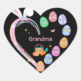 Osterkaninchen Ostereier Großmutter Name Herz-Aufkleber