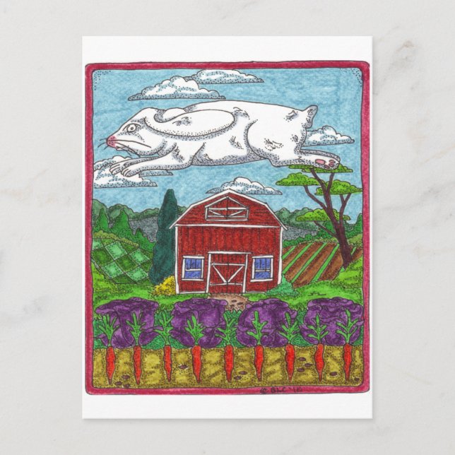 Osterkaninchenfarm Feiertagspostkarte (Vorderseite)