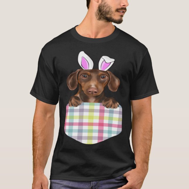 OsterKarierte braune Dackel Hunde in Tasche T-Shirt (Vorderseite)