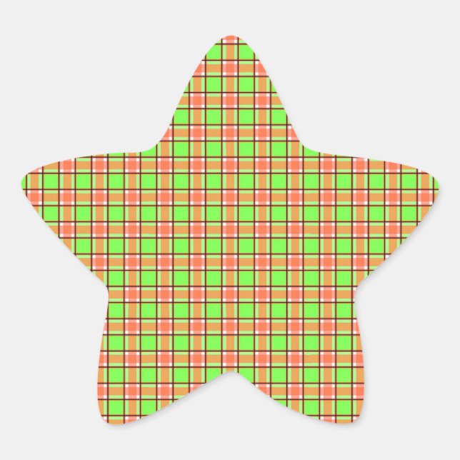 Osterkarotusfarben Kariertes Muster Stern-Aufkleber (Vorderseite)