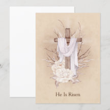 Osterkarte. Blumenkreuz. Er ist aufgestanden