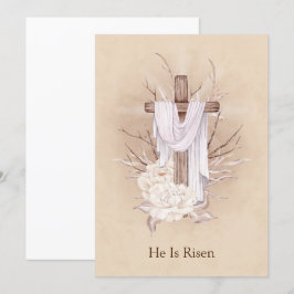 Osterkarte. Blumenkreuz. Er ist aufgestanden Dankeskarte