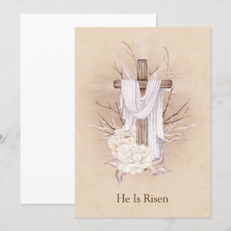 Osterkarte. Blumenkreuz. Er ist aufgestanden Dankeskarte