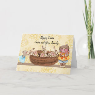 Osterkarte Bunnies & Bären für Schwester & Familie Karte