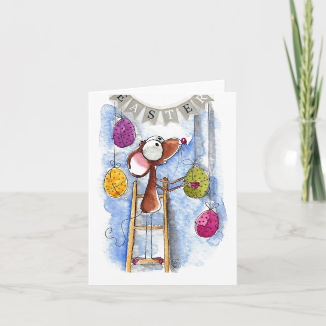 Osterkarte - Frohe Osterbanner Feiertagskarte (Vorderseite)