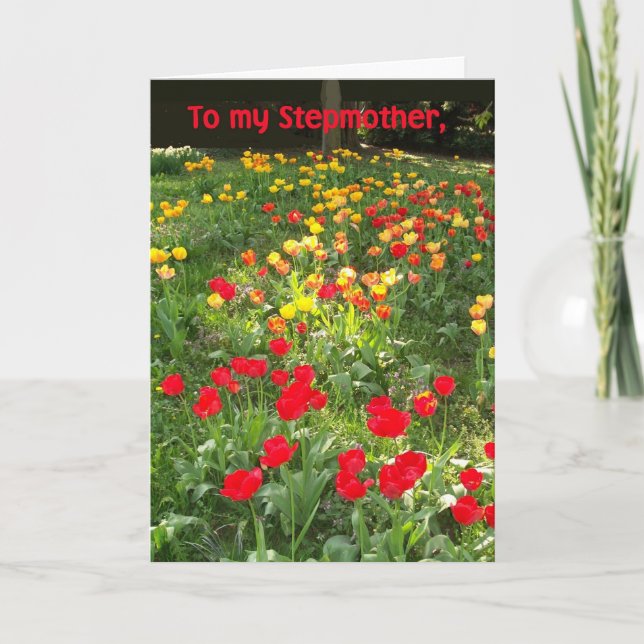 Osterkarte für Stepmutter - "Tulips" Feiertagskarte (Vorderseite)