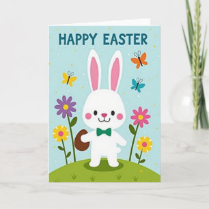 Osterkarte Hase und Blumen Karte