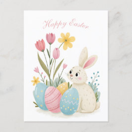 Osterkarte - Kaninchen und EierIllustration Feiertagspostkarte