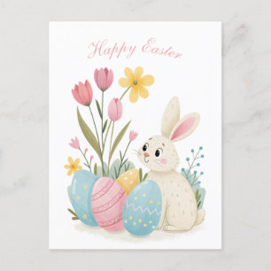 Osterkarte - Kaninchen und EierIllustration Feiertagspostkarte