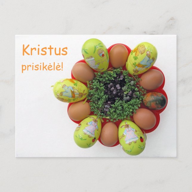 Osterkarte Litauischer Text Kristus Prisikele Feiertagspostkarte (Vorderseite)