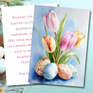 Osterkarte mit Blumen und Ostereiern Feiertagskarte