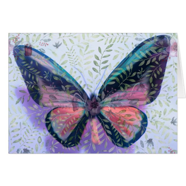 Osterkarte mit Butterfly Garden Fantasie (Vorderseite (Horizontal))