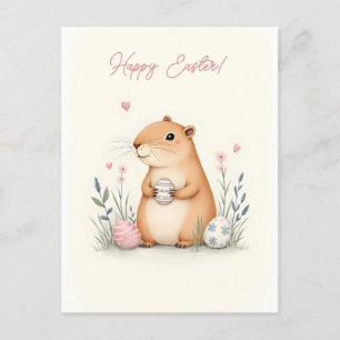 Osterkarte mit Capybara in Pastellfarben Feiertagspostkarte
